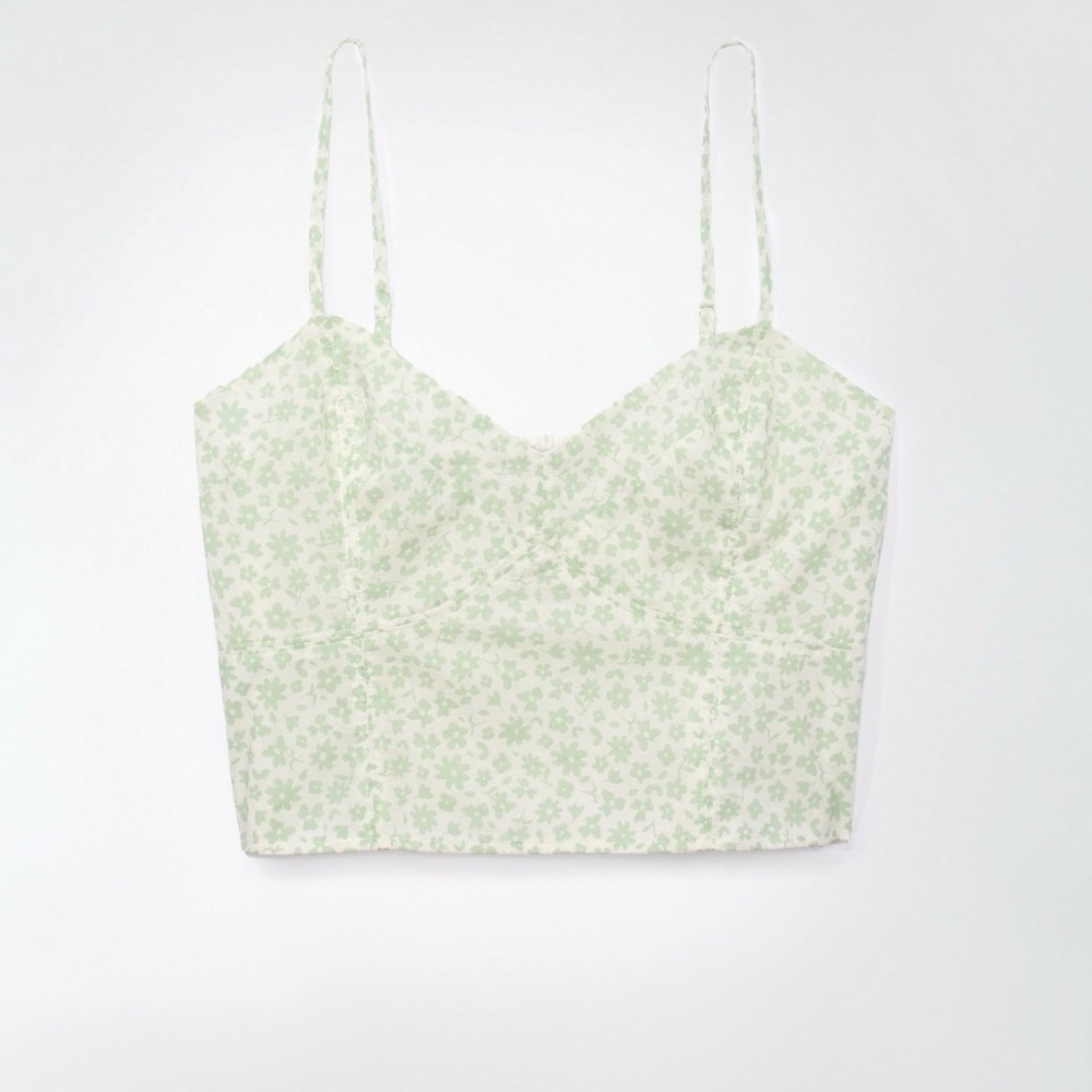 American Eagle Floral Green Women's cropped top size large
